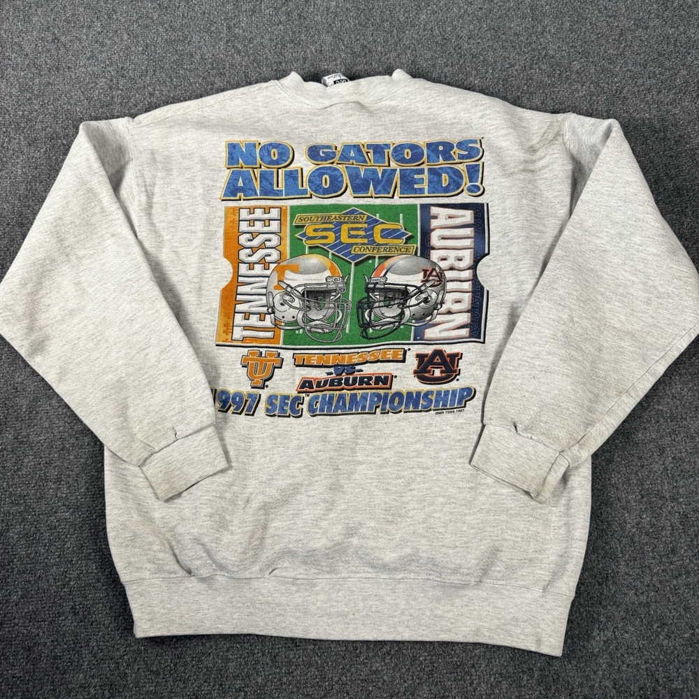 Vintage 1997 SEC Championship Sweatshirt Tennessee Auburn No Gators Allowed L